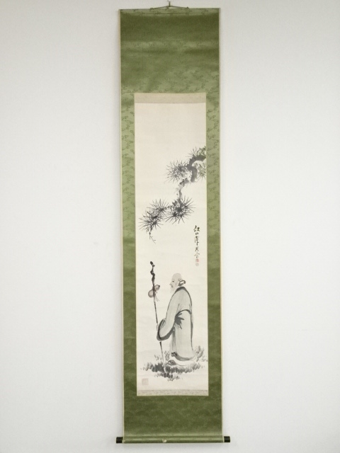 JAPANESE HANGING SCROLL / HAND PAINTED / OLD & PINE